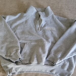 PINK Victoria's Secret Light Gray Half-Zip Sweatshirt